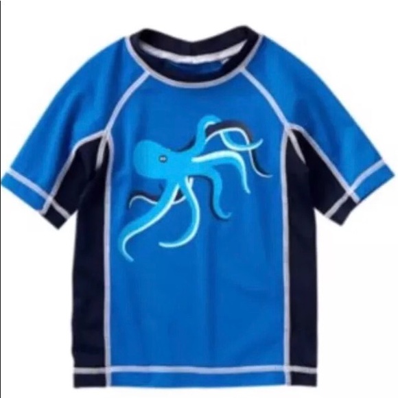 Gymboree 4T 5T Pineapple Rash Guard Swim Shirt Blue Sunglasses UPF 50 Boys New